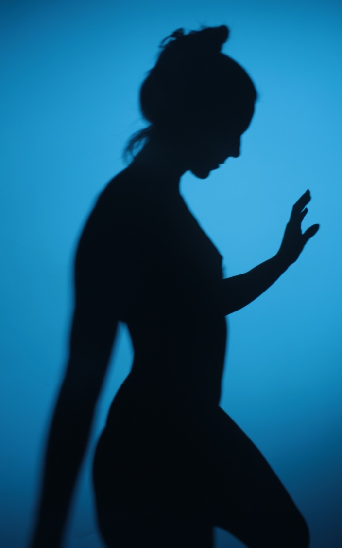 Blue Silhouette of nude woman