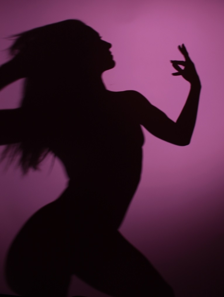 Rose Colored Silhouette of nude woman