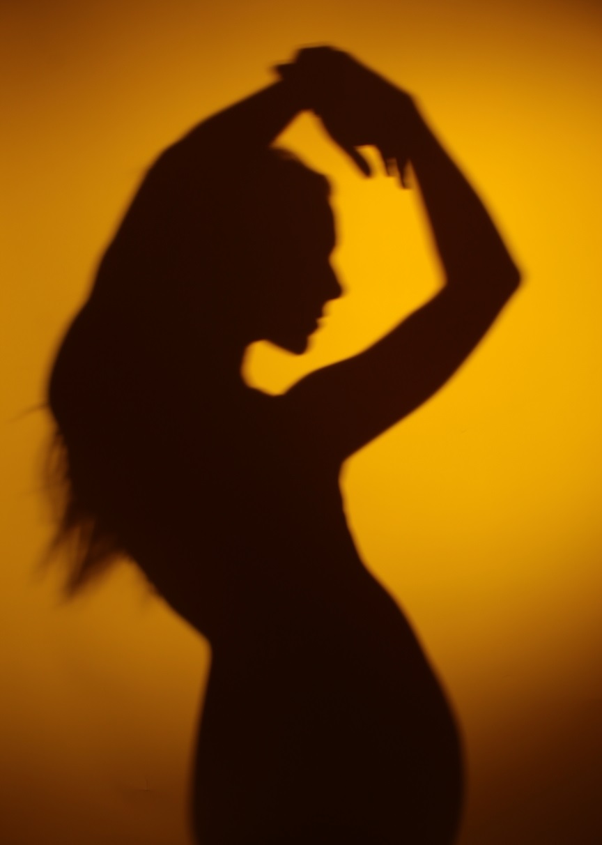 Yellow Silhouette of nude woman